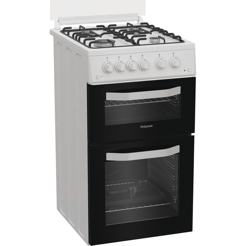 Hotpoint-Double-Cooker-HTG5GCWL-White-A--Perspective