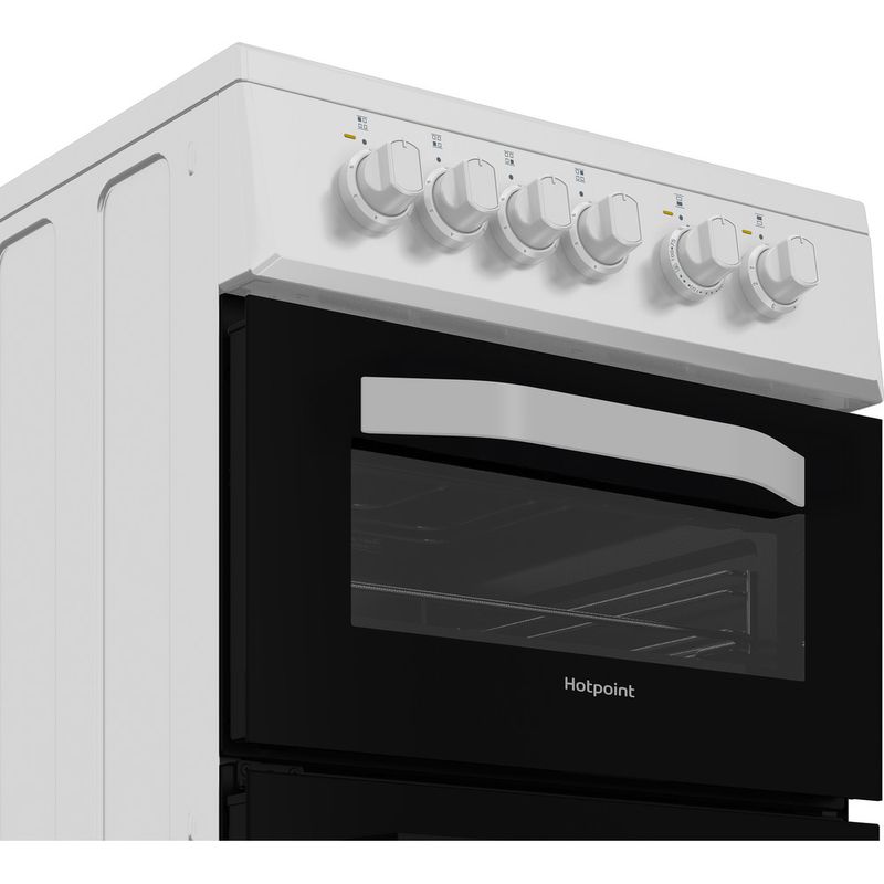 Hotpoint-Double-Cooker-HTE5VCW-White-A-Vitroceramic-Control-panel