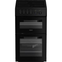 Hotpoint HTE5VCB 50cm Electric Twin Cooker with Ceramic Hob - Black