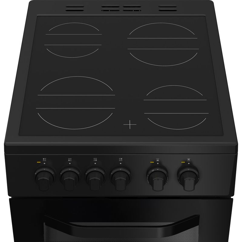 Hotpoint-Double-Cooker-HTE5VCB-Black-A-Vitroceramic-Frontal-top-down