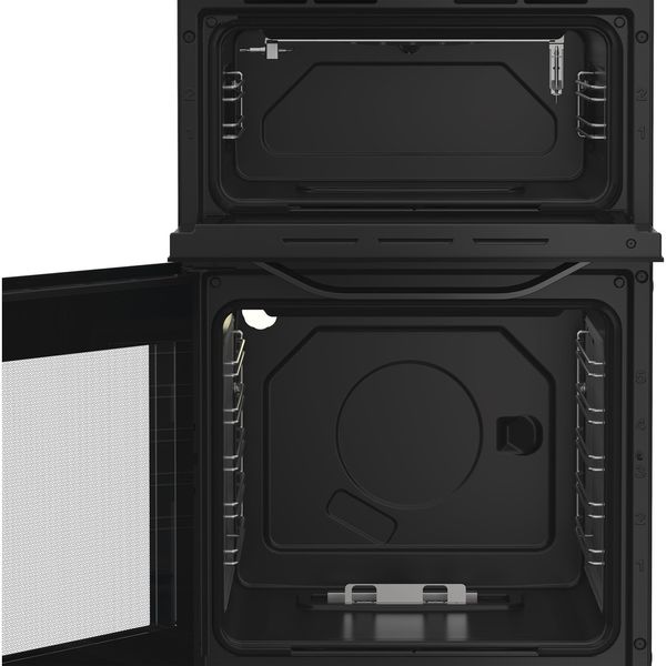 Hotpoint Double Cooker HTG5GCB Black A+ Enamelled Sheetmetal Frontal open