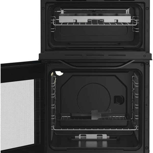 Hotpoint Double Cooker HTG5GCB Black A+ Enamelled Sheetmetal Lifestyle frontal open