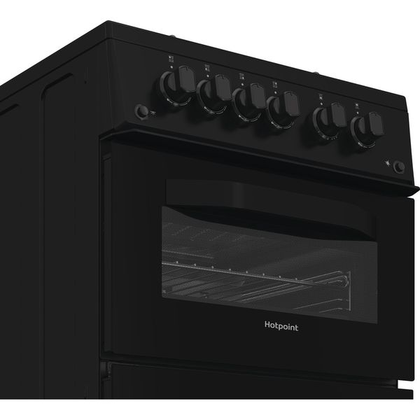 Hotpoint Double Cooker HTG5GCB Black A+ Enamelled Sheetmetal Control panel