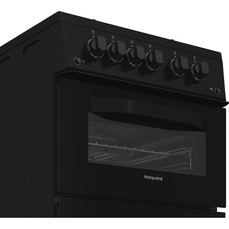 Hotpoint-Double-Cooker-HTG5GCB-Black-A--Enamelled-Sheetmetal-Control-panel
