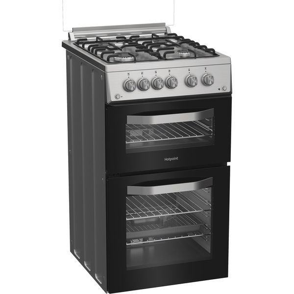 Hotpoint-Double-Cooker-HDG5GCX-Inox-A--Stainless-steel-Perspective