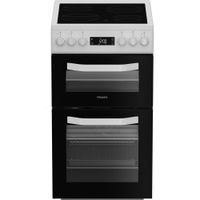 Hotpoint HDE5VDCW 50cm Electric Double Cooker with Ceramic Hob - White