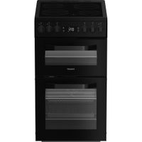 Hotpoint HDE5VDCB 50cm Electric Double Cooker with Ceramic Hob - Black