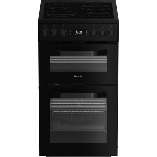Hotpoint Double Cooker HDE5VDCB Black A Enamelled Sheetmetal Frontal