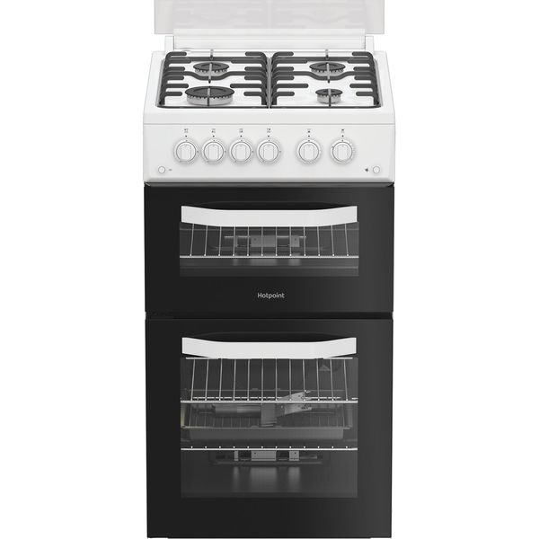Hotpoint-Double-Cooker-HDG5GCW-White-A--Enamelled-Sheetmetal-Frontal