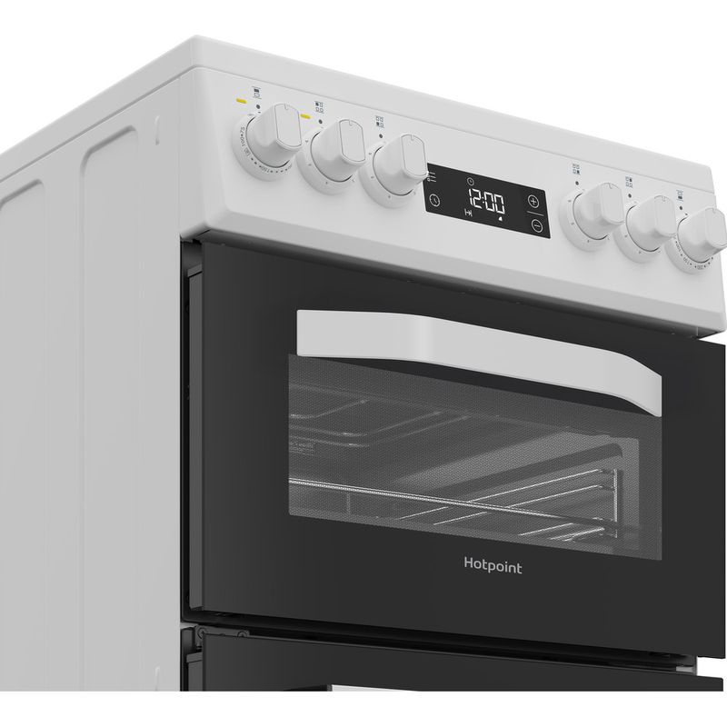 Hotpoint-Double-Cooker-HDE5VDCW-White-A-Vitroceramic-Control-panel
