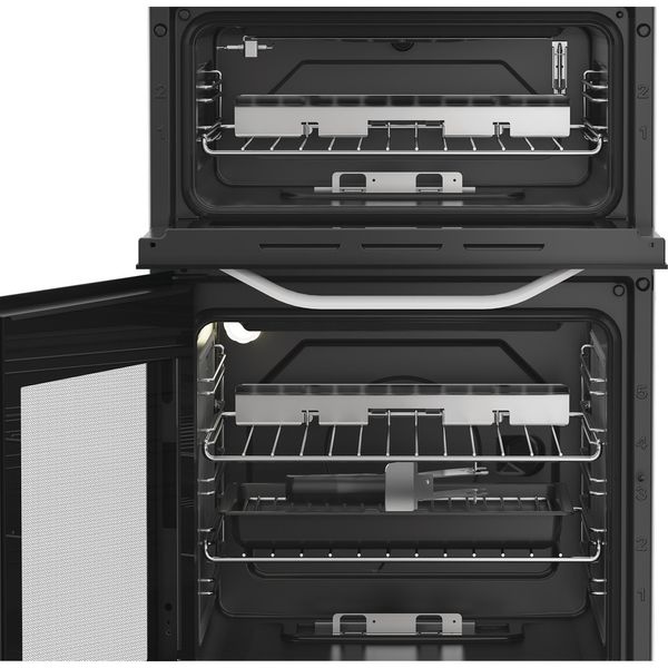 Hotpoint-Double-Cooker-HDG5GCW-White-A--Enamelled-Sheetmetal-Lifestyle-frontal-open