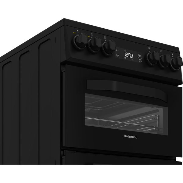 Hotpoint Double Cooker HDE5VDCB Black A Enamelled Sheetmetal Control panel