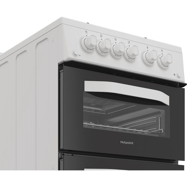 Hotpoint-Double-Cooker-HDG5GCW-White-A--Enamelled-Sheetmetal-Control-panel