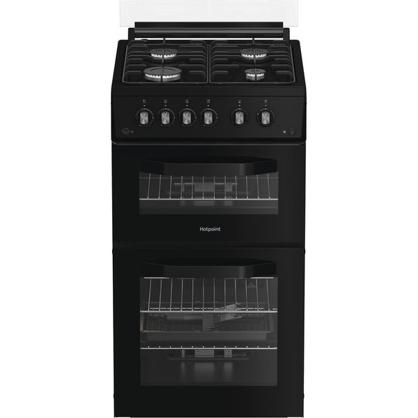 Hotpoint Double Cooker HDG5GCB Black A+ Enamelled Sheetmetal Frontal