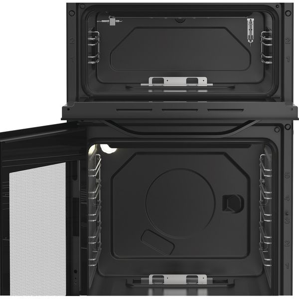 Hotpoint Double Cooker HDG5GCB Black A+ Enamelled Sheetmetal Frontal open