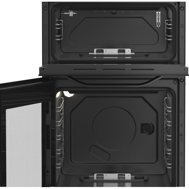 Hotpoint-Double-Cooker-HDG5GCB-Black-A--Enamelled-Sheetmetal-Frontal-open