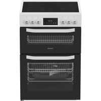 Hotpoint HTE6VDCW 60cm Electric Twin Cooker with Multiflow - White