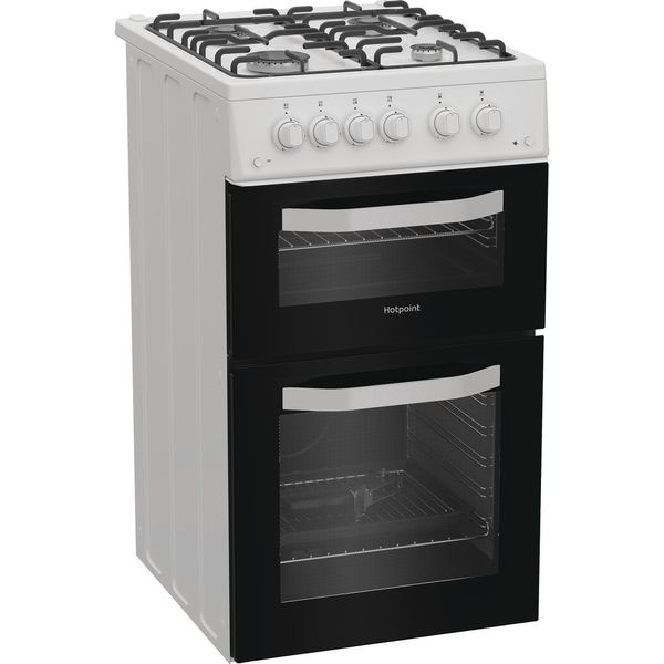 Hotpoint-Double-Cooker-HTG5GCW-White-A--Perspective