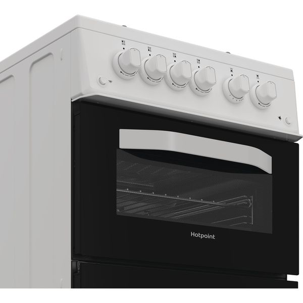 Hotpoint-Double-Cooker-HTG5GCW-White-A--Control-panel