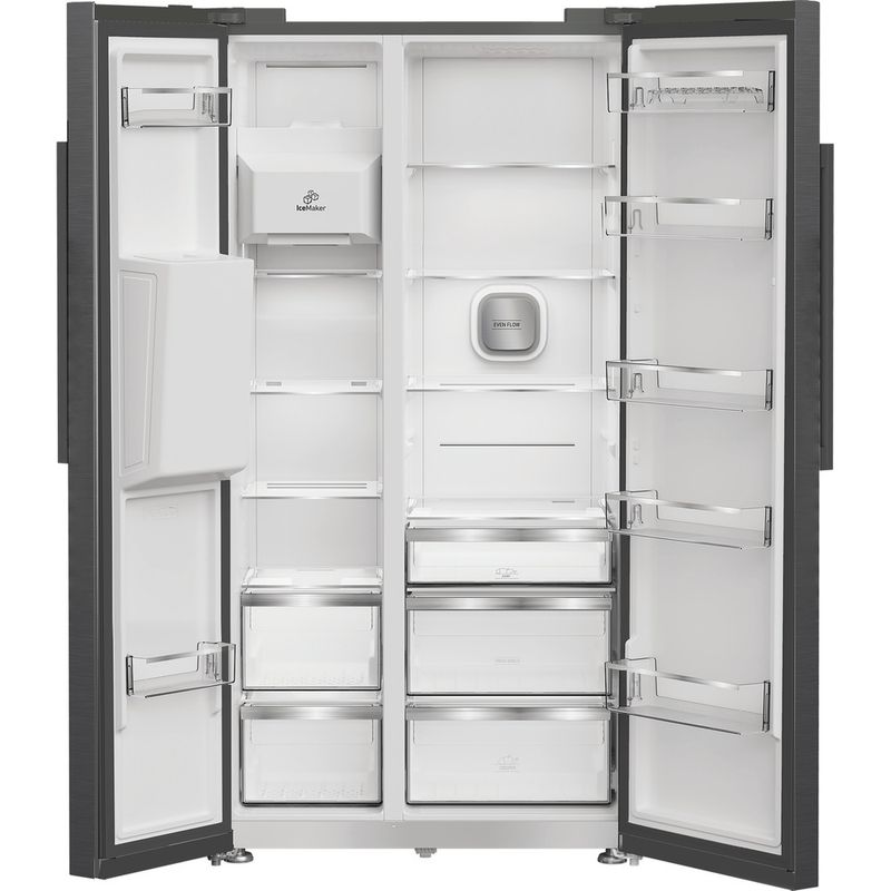 Hotpoint-Side-by-Side-Freestanding-HPG2-6574W-XBR5UK-Inox-Frontal-open