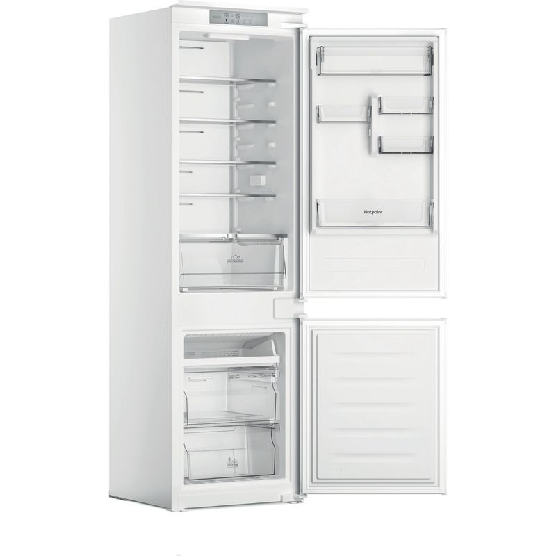 Hotpoint Fridge Freezer Built-in HTC18 T514 UK White 2 doors Perspective open