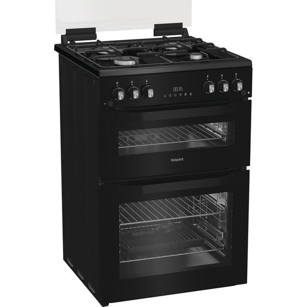 Hotpoint-Double-Cooker-HTG6GDCB1-Black-A--Perspective