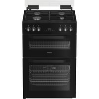 Hotpoint HDD6GDC2B1 60cm Dual Fuel Double Cooker with Glass Lid - Black
