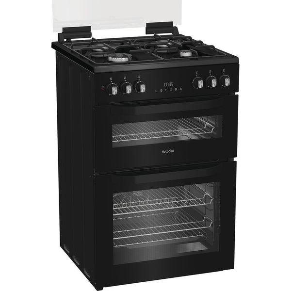 Hotpoint Double Cooker HDD6GDC2B1 Black A Perspective