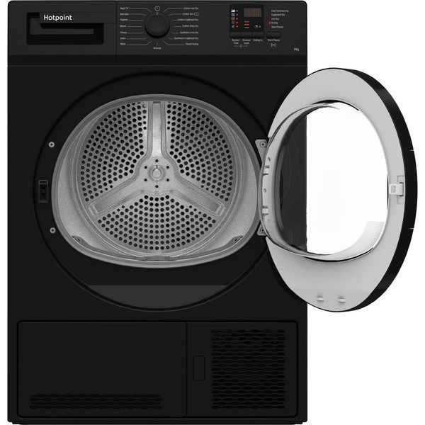 Hotpoint Dryer C HD C82 BBGD UK Black Frontal open