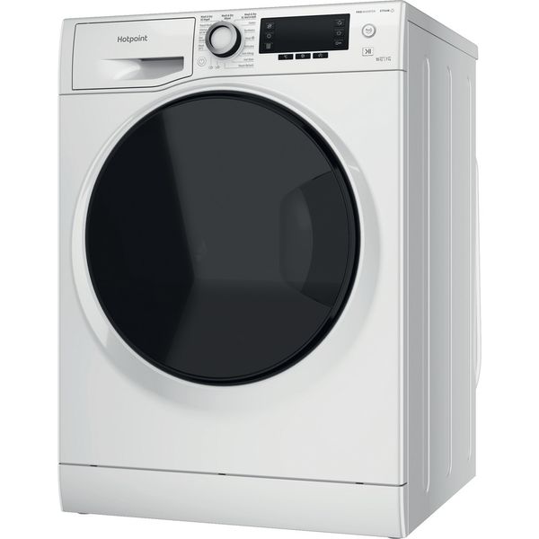 Hotpoint Washer dryer Freestanding NDD 10748 DA UK White Front loader Perspective