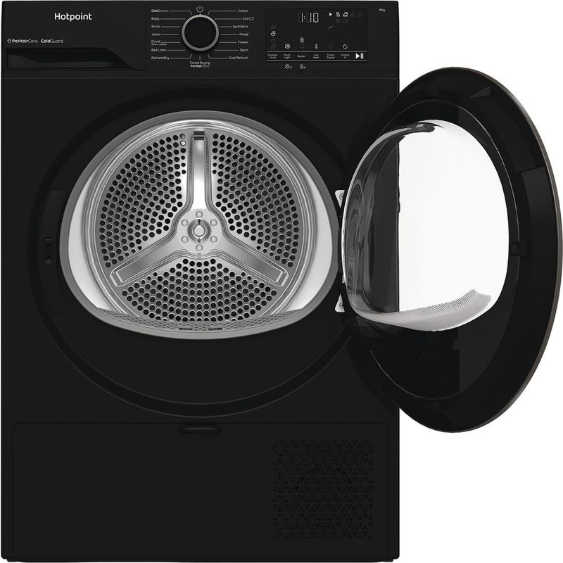 Hotpoint-Dryer-C-HD-93M-BB-UK-Black-Frontal-open