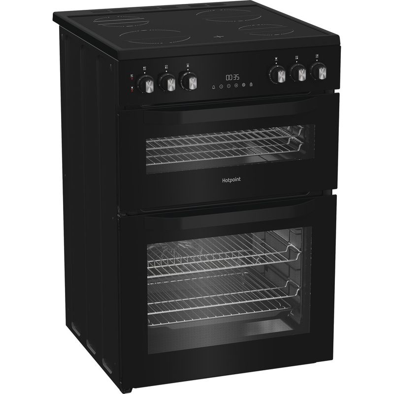 Hotpoint-Double-Cooker-HDE6VDC2B1-Black-A-Perspective