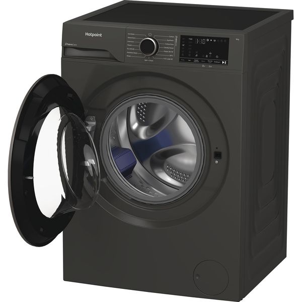 Hotpoint-Washing-machine-Freestanding-HB-93G-CARE-UK-Manhattan-Grey-Front-loader-A-Perspective-open