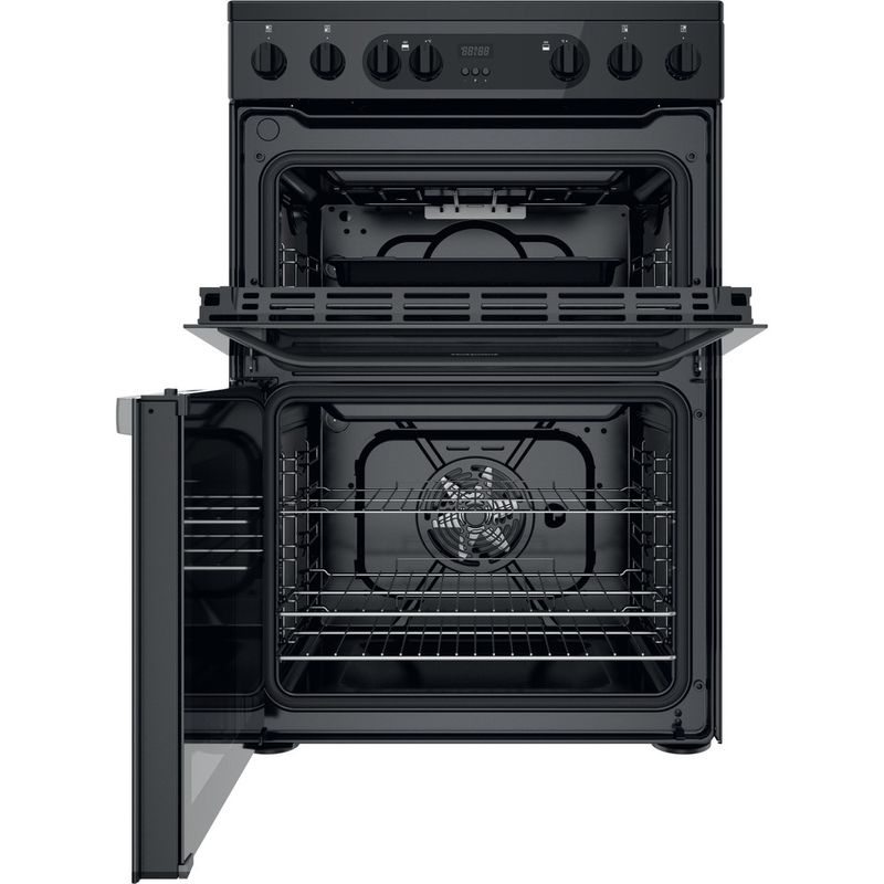 Hotpoint-Double-Cooker-HDEU67V9C2B-UK-Black-A-Frontal-open