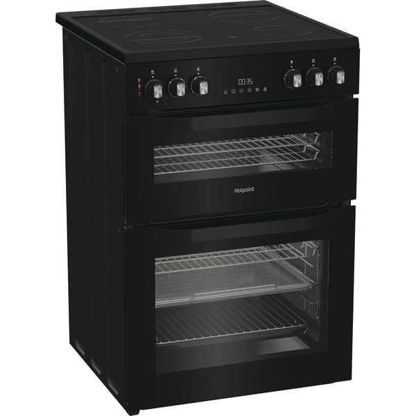Hotpoint-Double-Cooker-HDE6VDCASB1-Black-A-Perspective