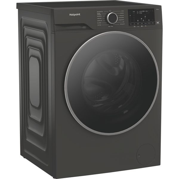 Hotpoint Washer dryer Freestanding HBD 8680G ANTISTAIN UK Manhattan Grey Front loader Perspective