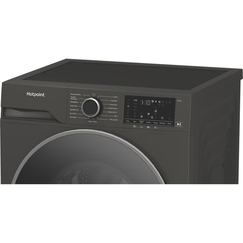 Hotpoint Washer dryer Freestanding HBD 8680G ANTISTAIN UK Manhattan Grey Front loader Lifestyle control panel