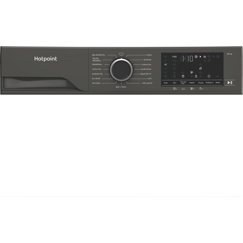 Hotpoint Washer dryer Freestanding HBD 8680G ANTISTAIN UK Manhattan Grey Front loader Program