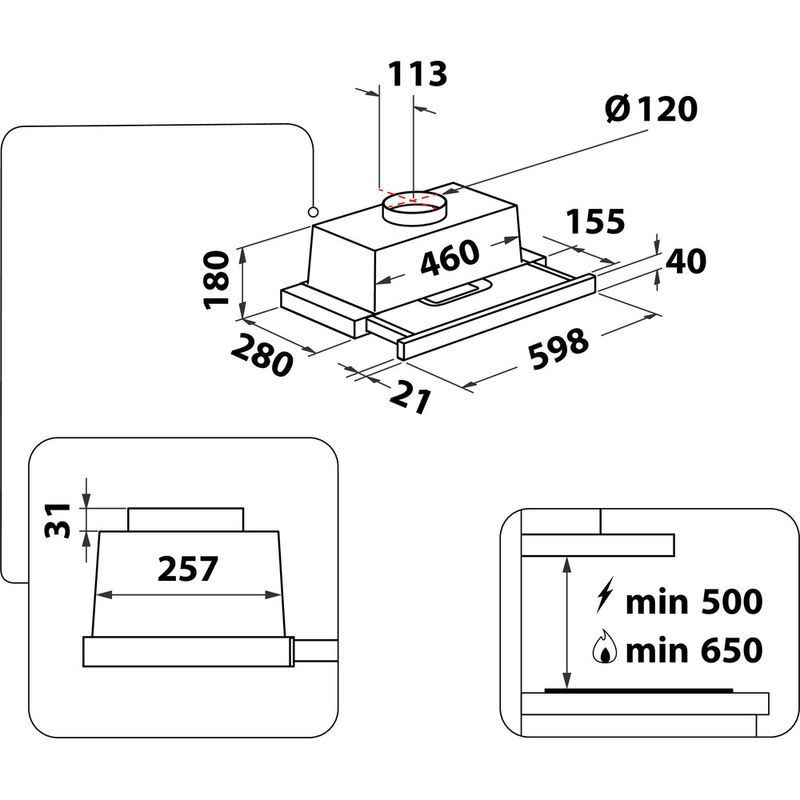 Hotpoint-HOOD-Built-in-HSFX.1-1-Inox-Built-in-Mechanical-Technical-drawing