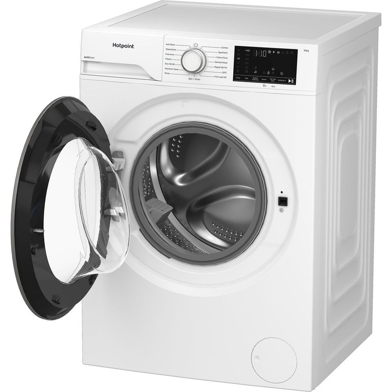 Hotpoint-Washing-machine-Freestanding-H-101-ANTI-STAIN-UK-White-Front-loader-A-Perspective-open