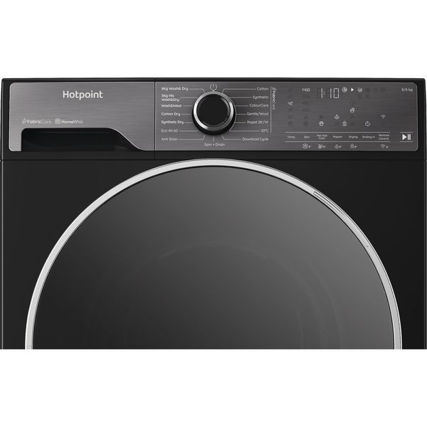 Hotpoint-Washer-dryer-Freestanding-HPD-9693B-CARE-UK-Piano-Black-Front-loader-Control-panel