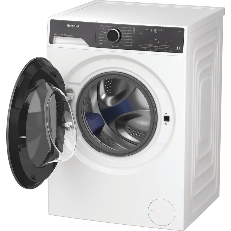Hotpoint-Washing-machine-Freestanding-HP-124A-CARE-UK-White-Front-loader-A-Perspective-open