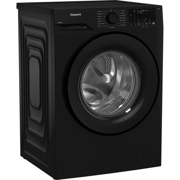 Hotpoint-Washing-machine-Freestanding-H-101B-ANTI-STAIN-UK-Black-Front-loader-A-Perspective