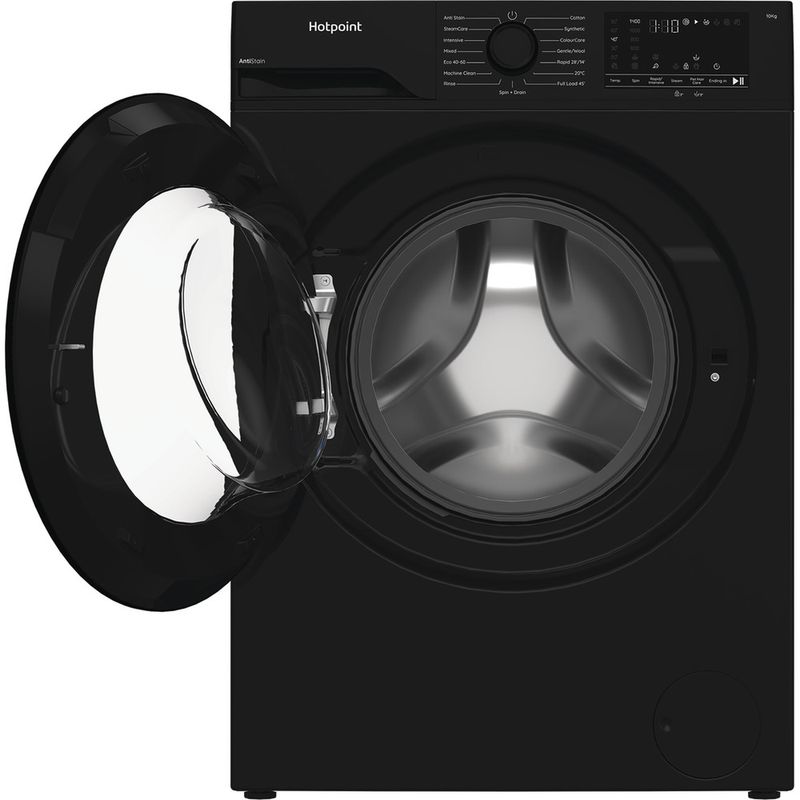 Hotpoint-Washing-machine-Freestanding-H-101B-ANTI-STAIN-UK-Black-Front-loader-A-Frontal-open