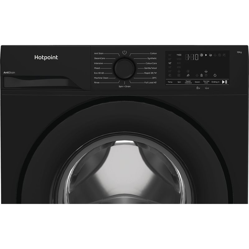 Hotpoint-Washing-machine-Freestanding-H-101B-ANTI-STAIN-UK-Black-Front-loader-A-Control-panel