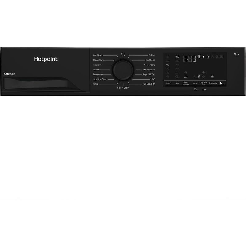 Hotpoint-Washing-machine-Freestanding-H-101B-ANTI-STAIN-UK-Black-Front-loader-A-Program