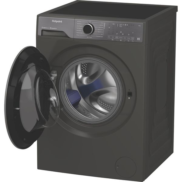 Hotpoint Washing machine Freestanding HP 124GA CARE UK Manhattan Grey Front loader A Perspective open