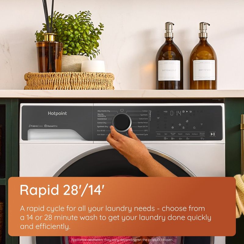 Hotpoint-Washer-dryer-Freestanding-HPD-1093-CARE-UK-White-Front-loader-Lifestyle-detail