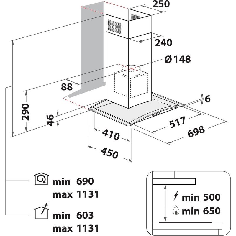Hotpoint-HOOD-Built-in-PHGC7.4FLMX-Inox-Wall-mounted-Mechanical-Technical-drawing