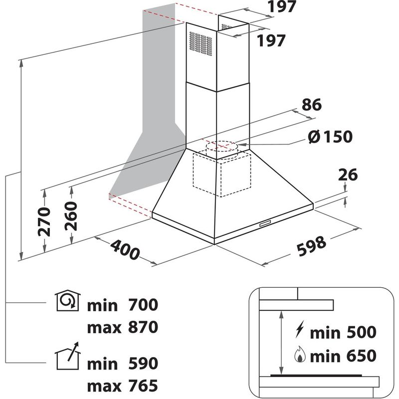 Hotpoint-HOOD-Built-in-PHPC6.5FLMX-White-Wall-mounted-Mechanical-Technical-drawing